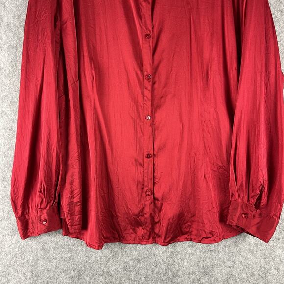 Eileen Fisher Silk Top Womens 3X Red Blouse Button Front Stretch Career Office - Picture 3 of 13